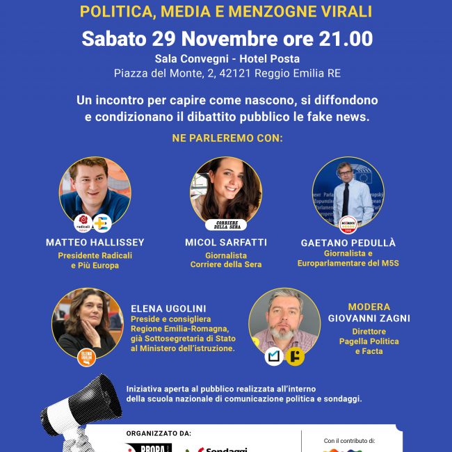 29 novembre hotel posta eveto fake news sciuola sondaggi e comunicazione politica